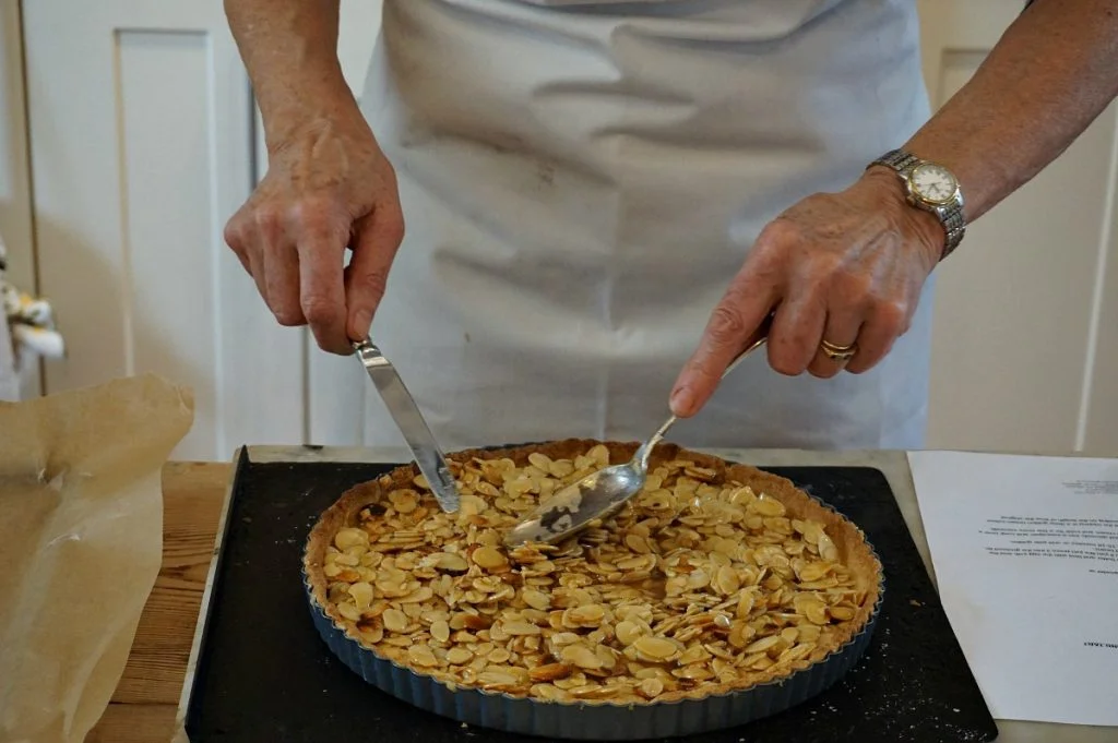preparing almond crust for pie