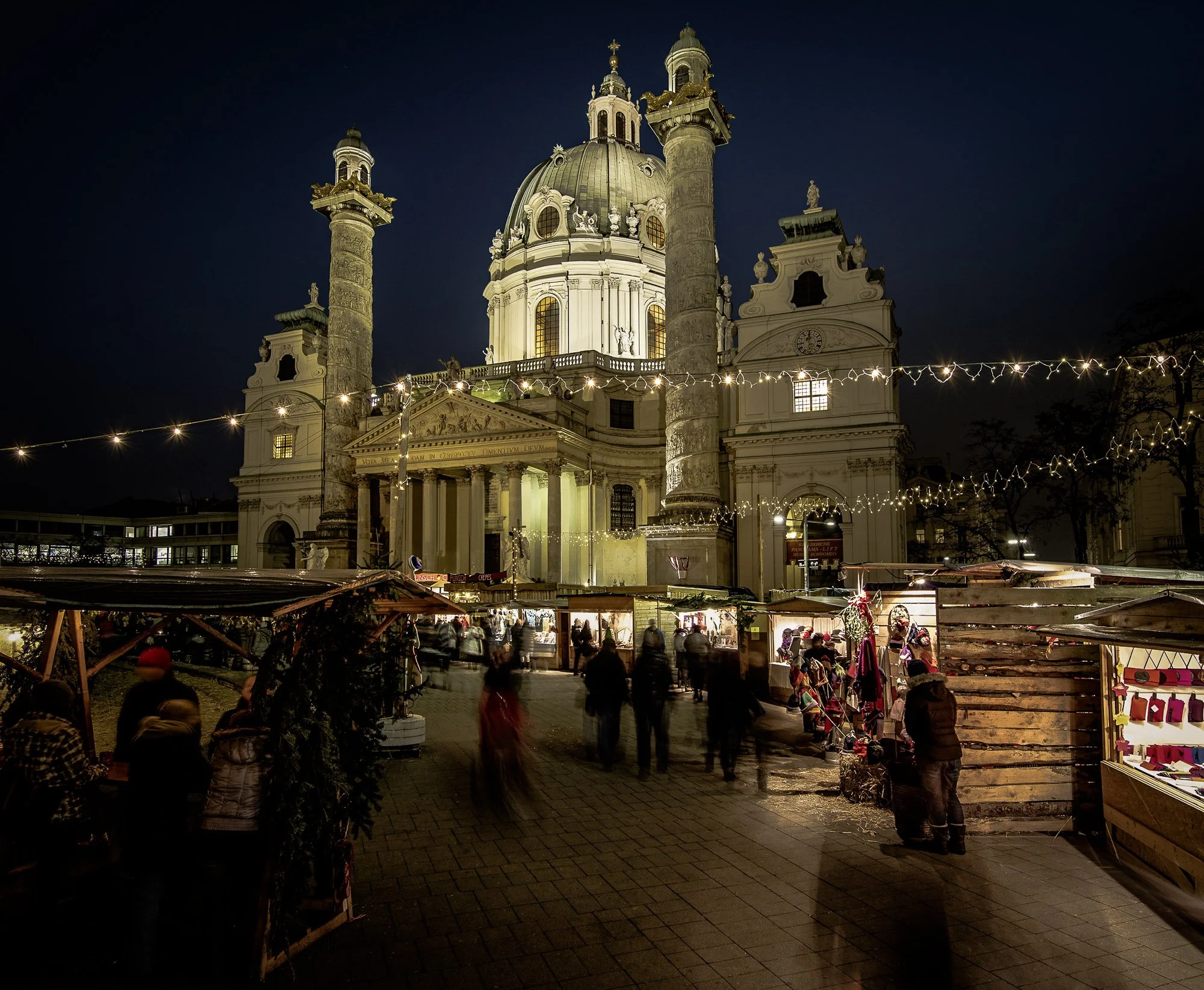 Art Advent market at night in Vienna