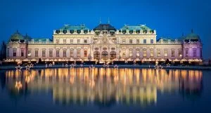 Vienna - Belvedere palace at the christmas market in dusk