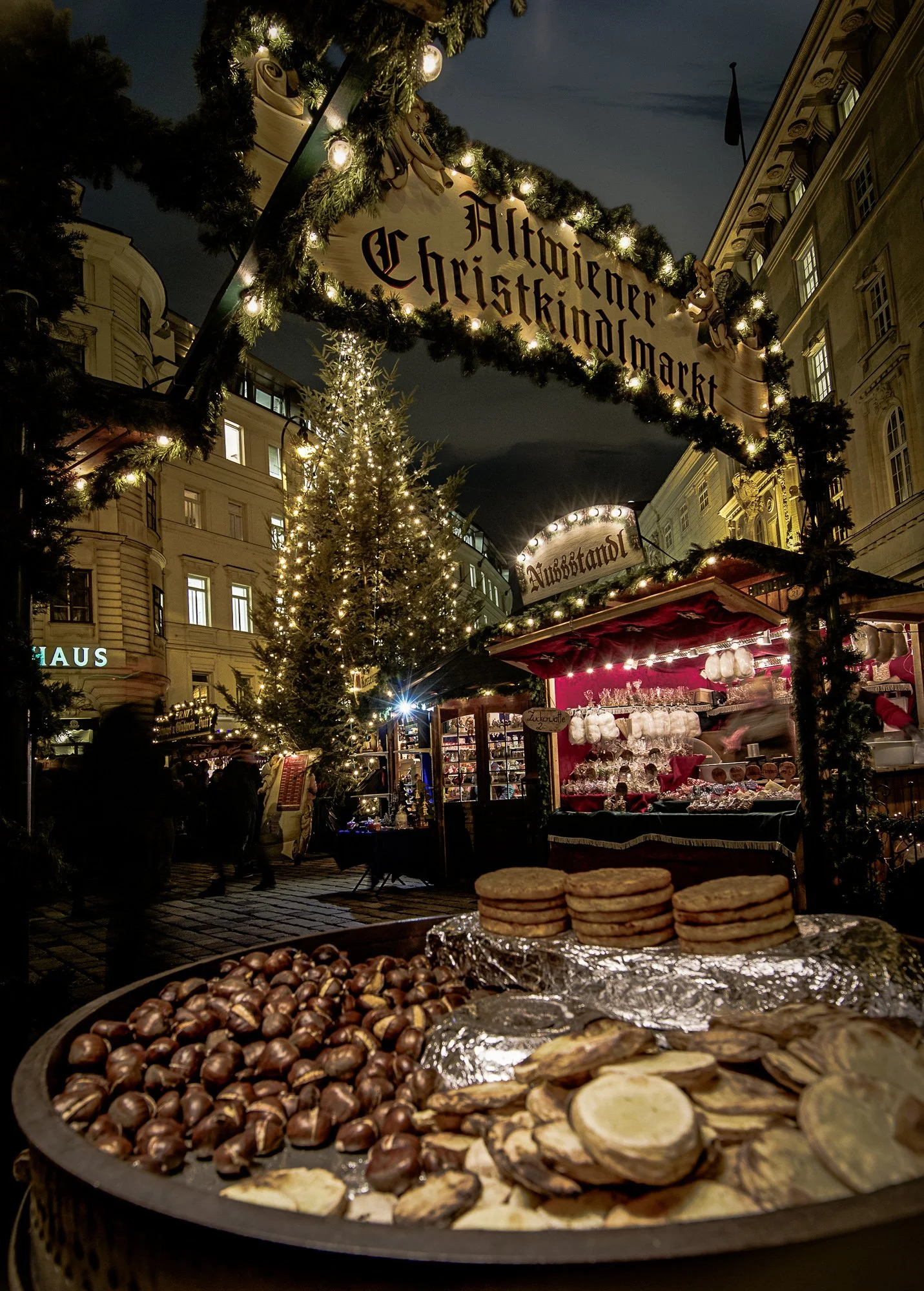 Old Viennese Christmas Market at night