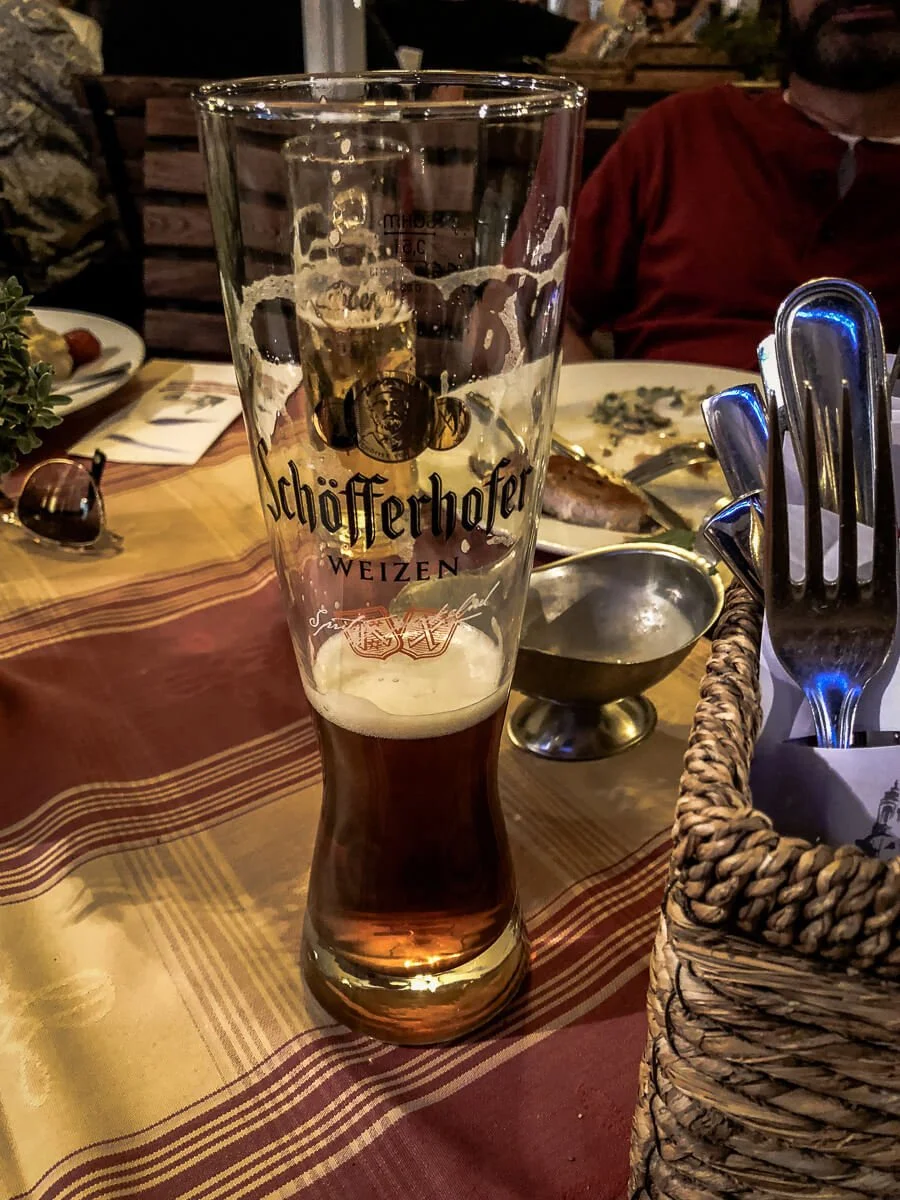A glass of Schofferhofer on a table