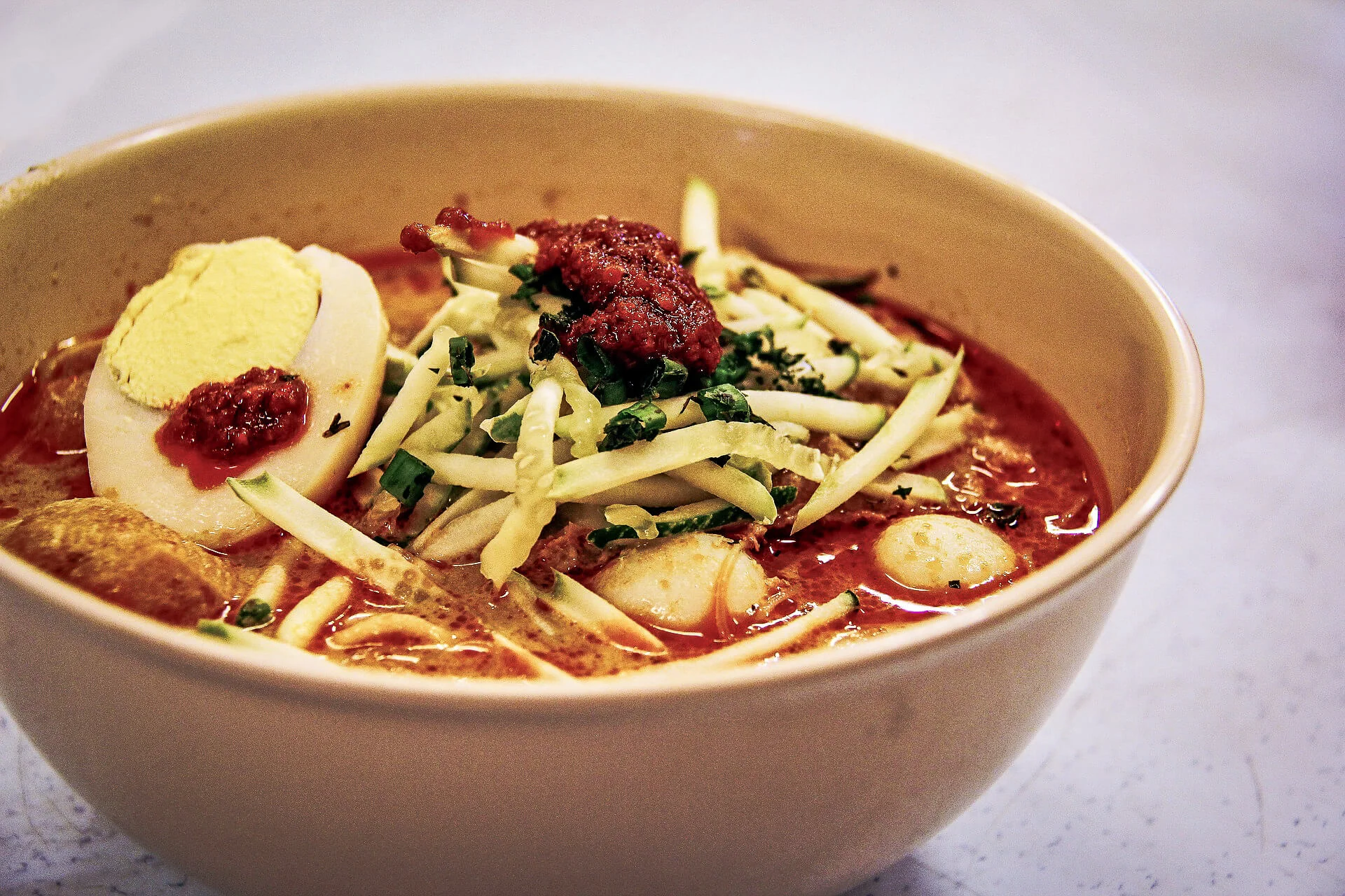 a bowl of laksa