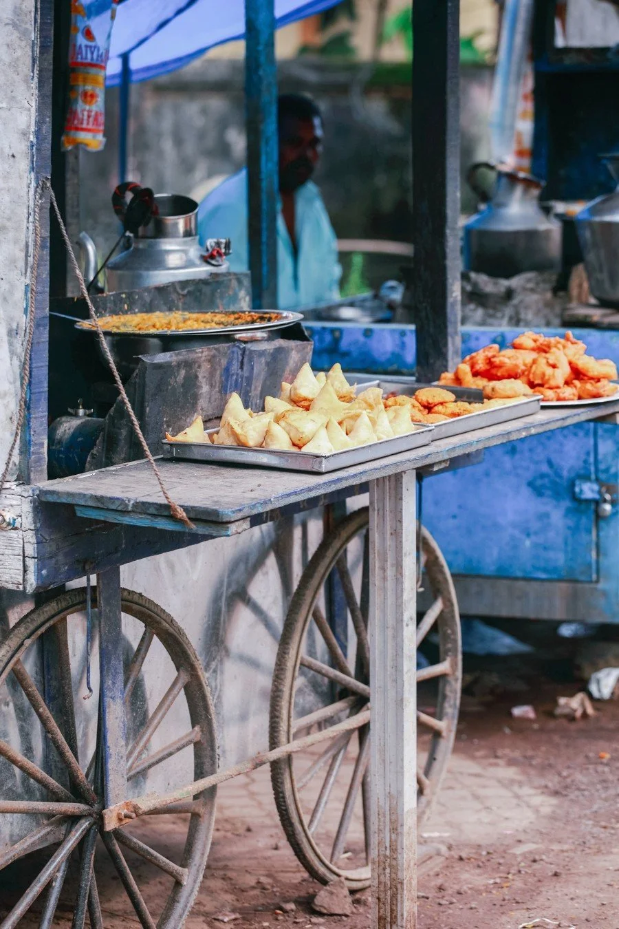 Street Foods in India being sold from a cart